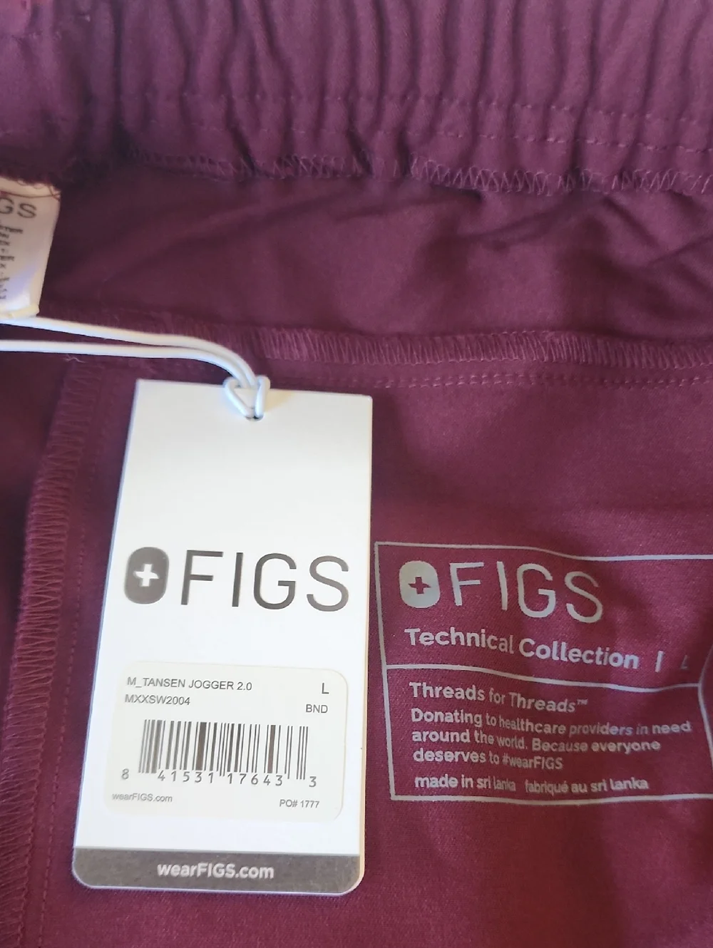 Figs Men's Tansen Jogger Scrub Pants, Burgundy, Large